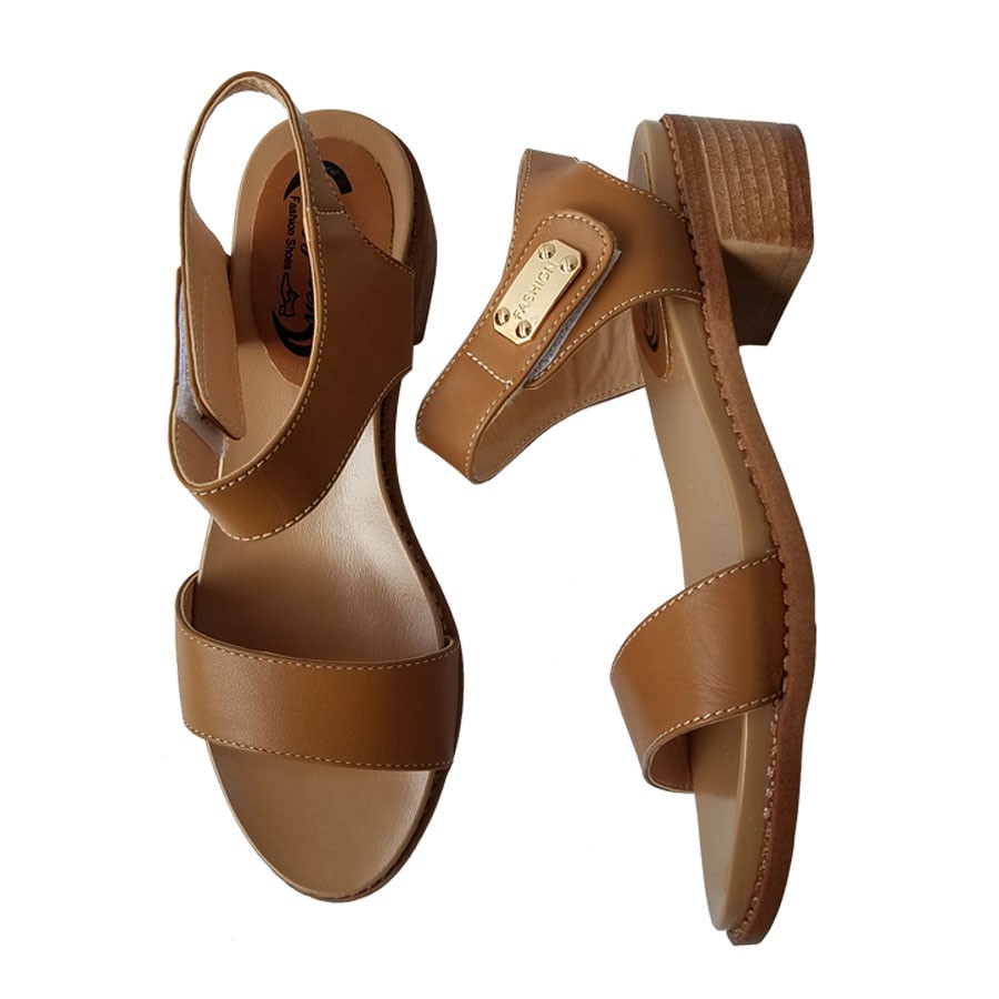 Giày Sandal Cao Gót Da Bò BIGGBEN Gót 4cm HKD321