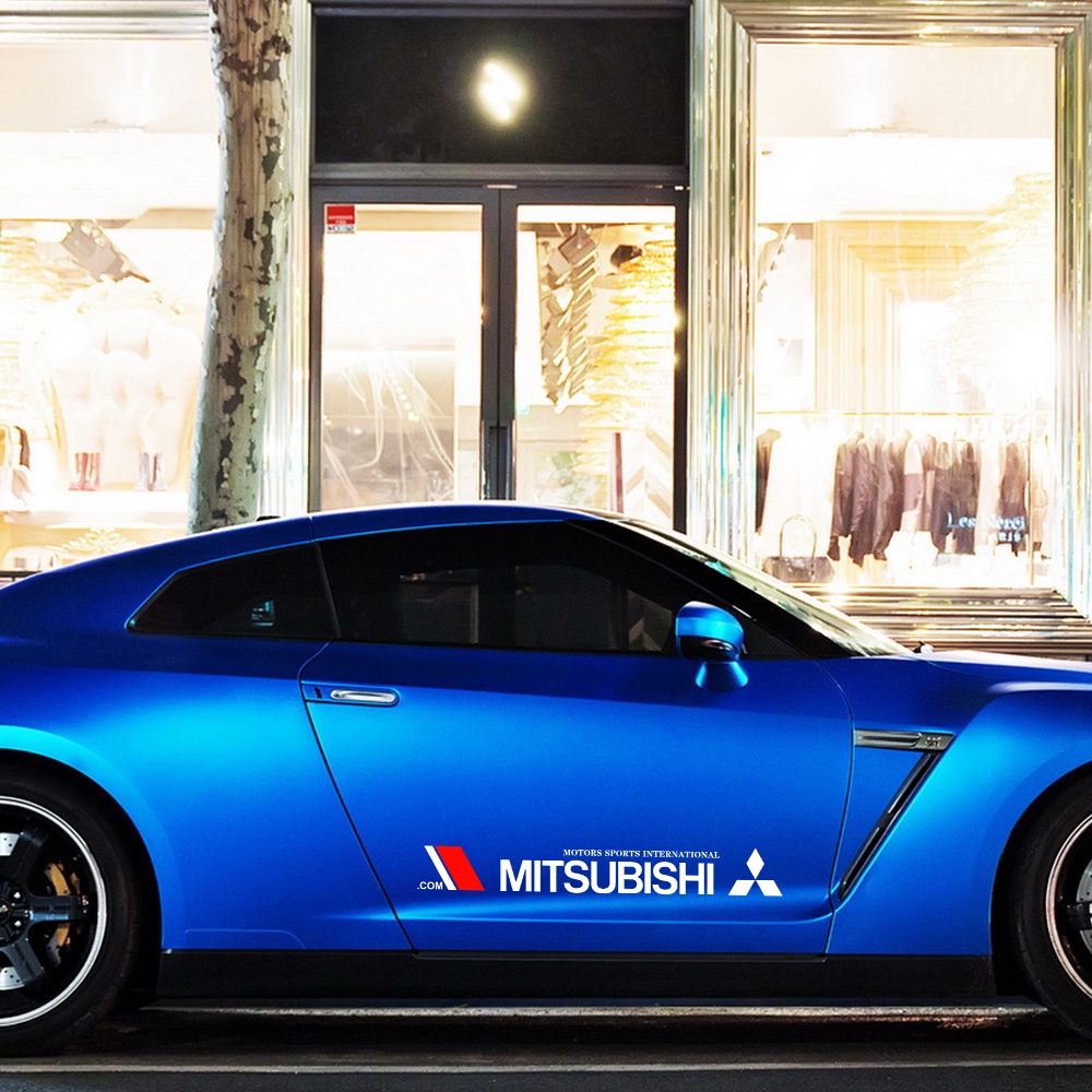 Bộ 2 Miếng Dán Trang Trí Cửa Xe Hơi Mitsubishi Chất Liệu Vinyl