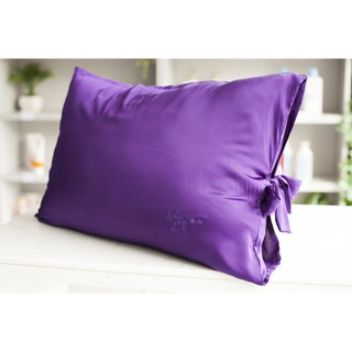 Vỏ gối nằm Goûttobed 50x70cm Lụa Satin Silk thắt nơ có thêu hàng mẫu outlet