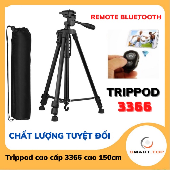 [FREESHIP]Trippod 3366 Cao cấp+ Remote Bluetooth+ Kẹp điện thoại
