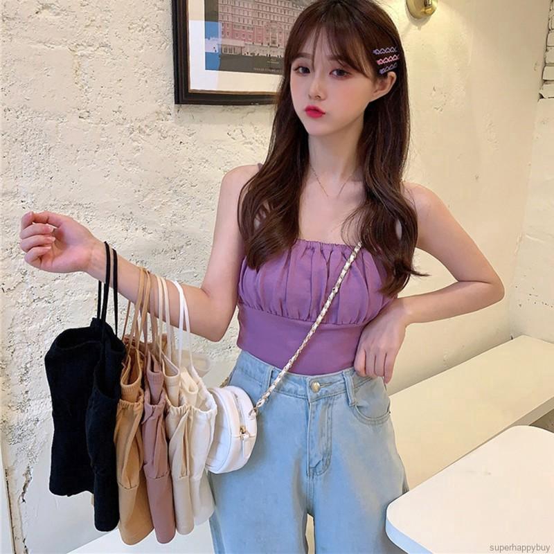 [Mã FASHIONT4WA2 giảm 10K đơn 50K] Áo 2 dây vải dệt kim gợi cảm thời trang cho nữ