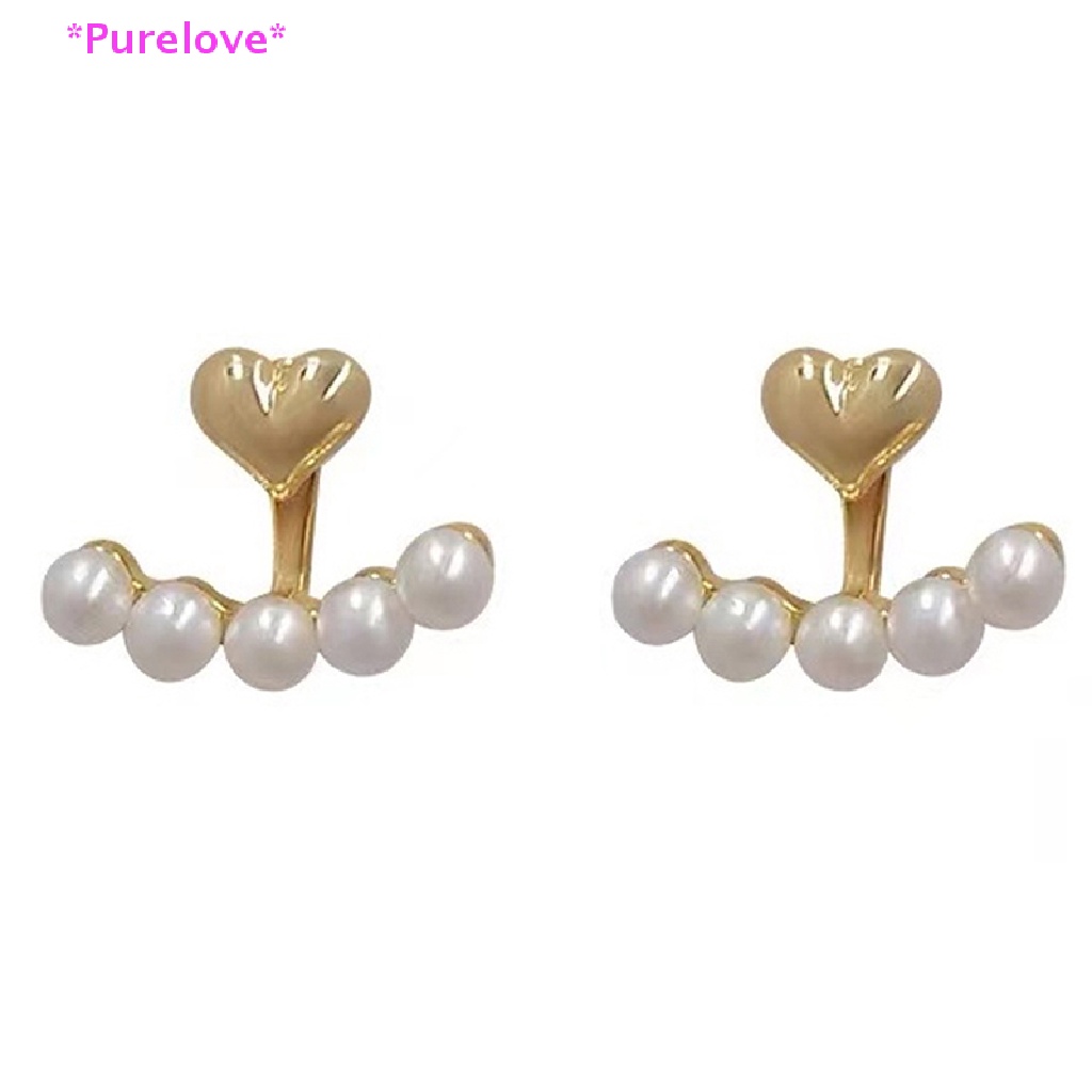 1 Cặp Bông Tai Hình Trái Tim Bằng Kim Loại Đính Ngọc Trai Nhân Tạo Thời Trang Hàn Quốc Dành Cho Nữ Mới