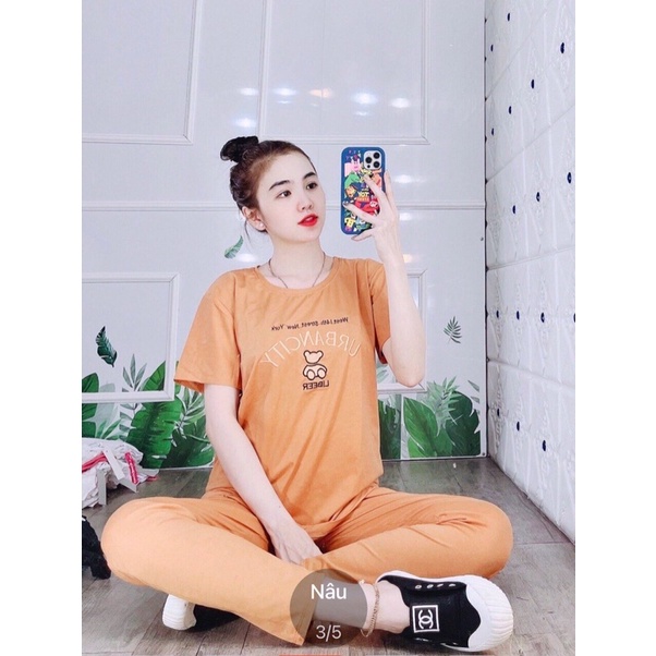 ĐỒ BỘ THUN DÀI THÊU CON GẤU THỜI TRANG CHẤT THUN MỀM MỊN CO GIÃN 4 CHIỀU