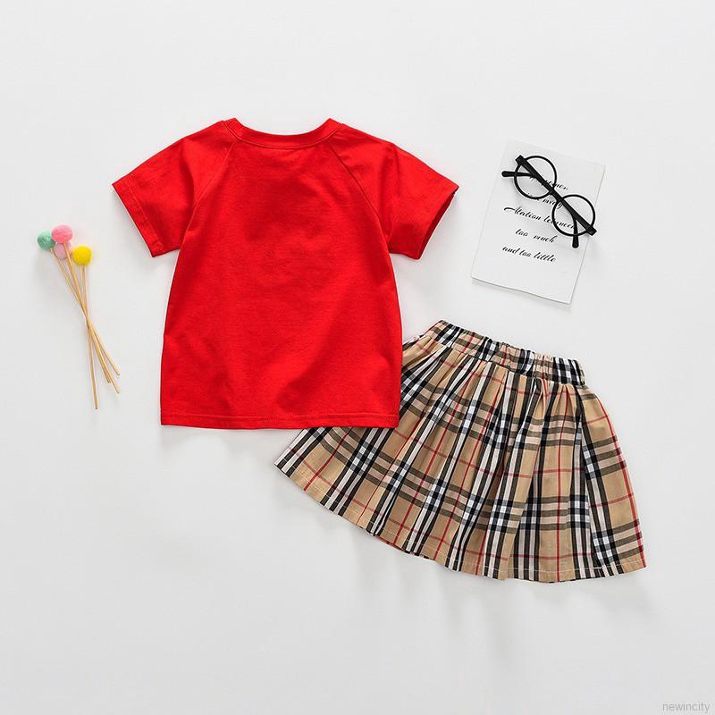 Set Áo Thun Tay Ngắn &amp; Quần Short Caro Cho Bé