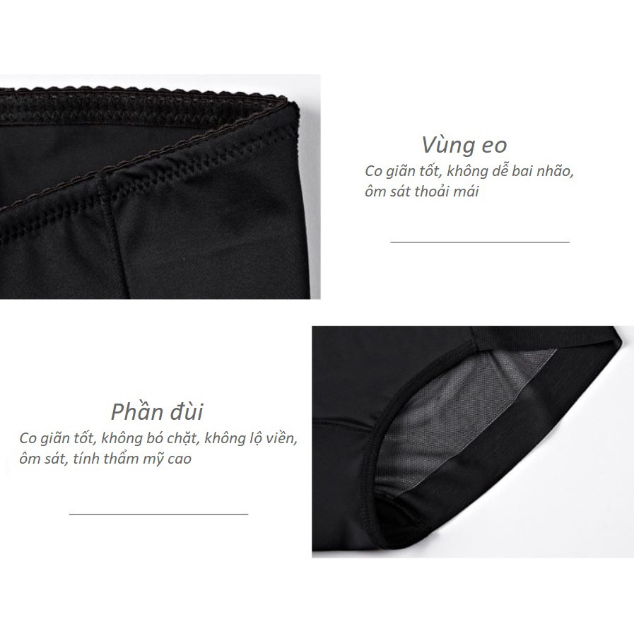 Quần Lót Thun Lụa Cạp Cao Gen Bụng Nâng Mông Giấu Viền P363