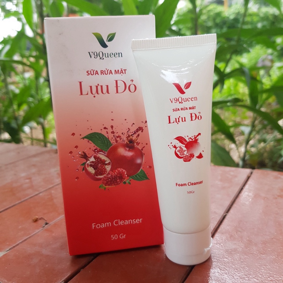 Sữa rửa mặt làm sáng da và dưỡng ẩm V9Queen, chiết xuất lựu đỏ làm sạch sâu 50g - 100g