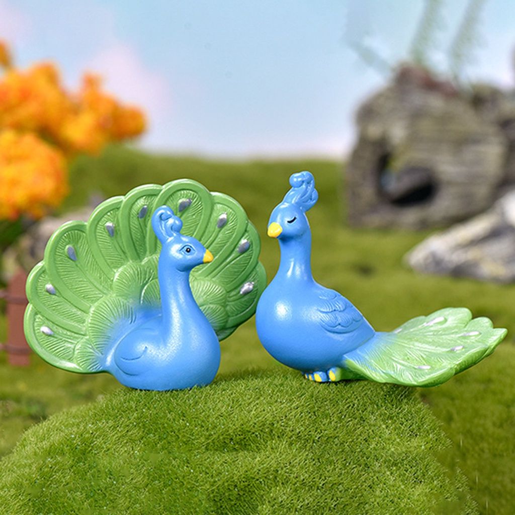 Mô Hình Chim Công Mini Bằng Nhựa Resin Dùng Trang Trí Tiểu Cảnh Diy