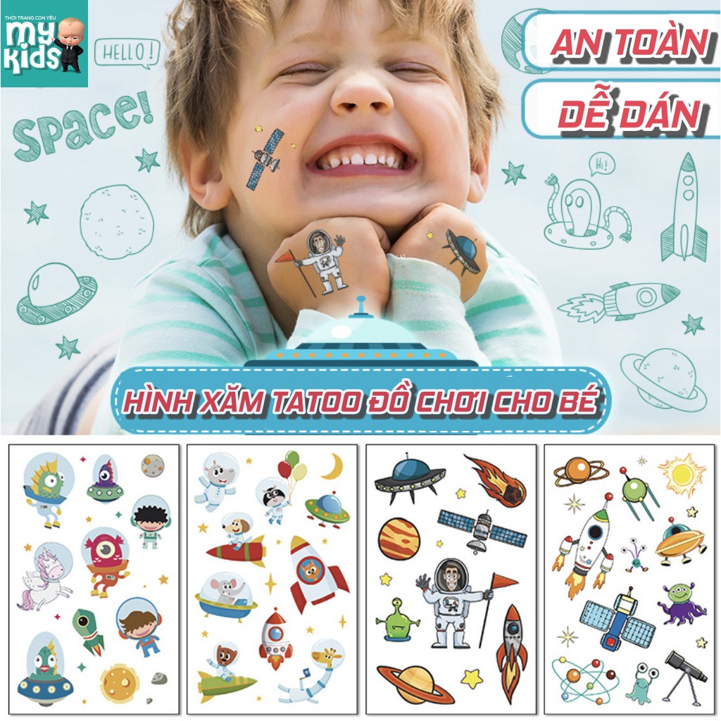 Sticker hình xăm dán tuổi thơ TATOO PHI THUYỀN VŨ TRỤ đồ chơi cho bé trai bé gái