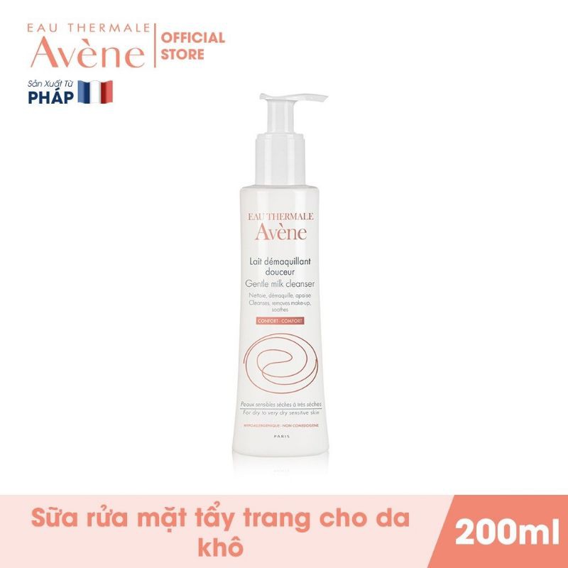 Sữa rửa mặt tẩy trang Avène Gentle Milk Cleanser dành cho da khô 200ml