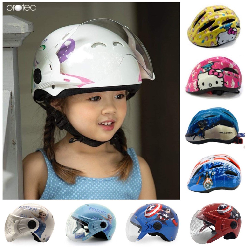✘№◄Bán sỉ - mũ bảo hiểm nửa đầu trẻ em Protec sunrimoon cigna có kính, nón xe đạp học sinh siêu nhẹ bé trai gái