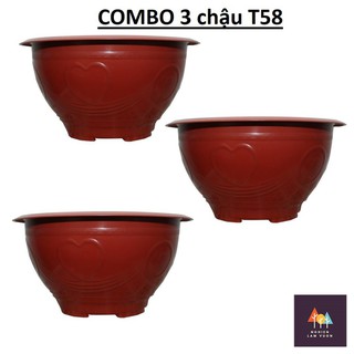 3 Chậu nhựa không đục lỗ trồng sen nước cao cấp mã CN10X3T58 rộng 56 cao 27,8