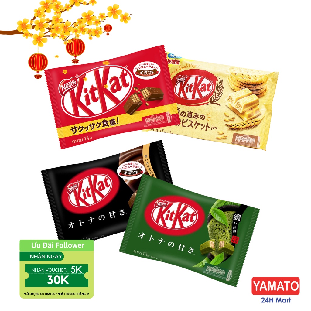 Bánh kitkat trà xanh nhật bản, Bánh xốp phủ socola kitkat đủ các vị [Date T8/2022 ]