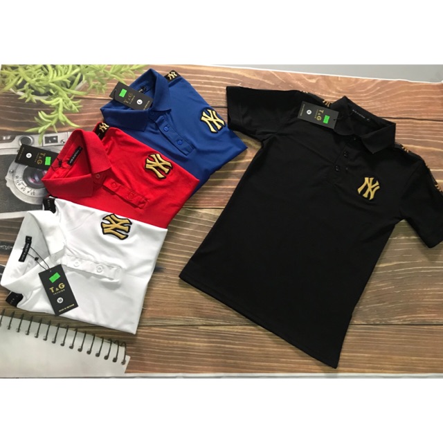 Áo có cổ nam nữ tay ngắn thêu chữ giá rẻ