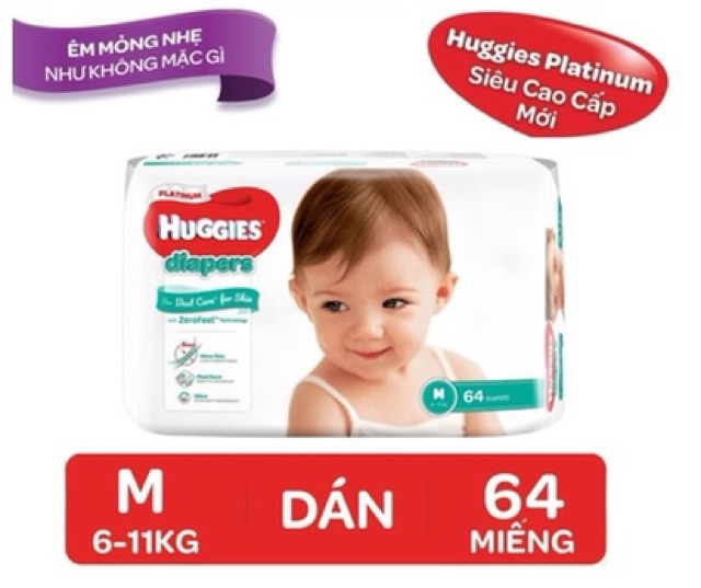 Tã dán siêu cao cấp Huggies Platinum NB60/S82/M64/L54/XL44