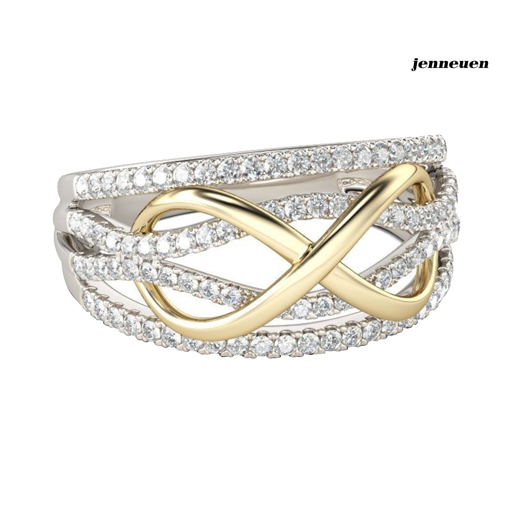 Nhẫn bằng hợp kim hình số 8 đính đá nhân tạo thời trang cho nữ