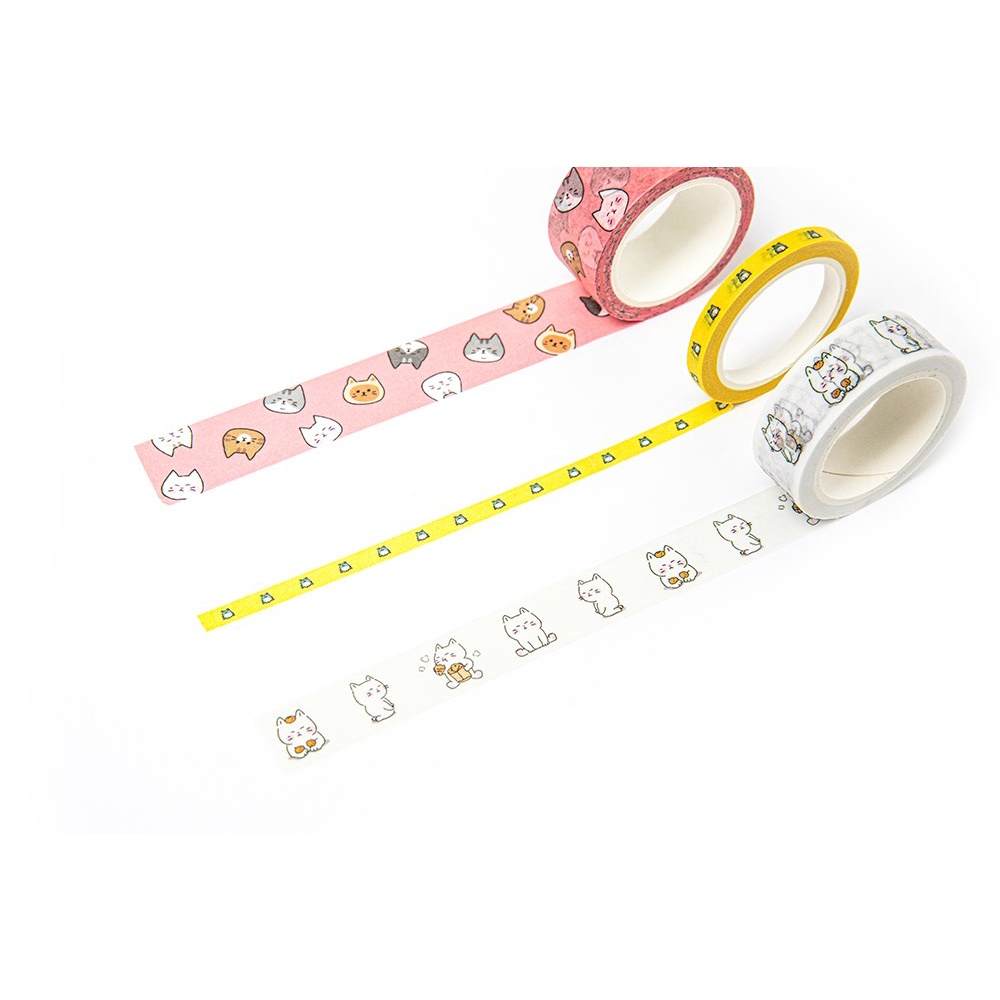 Set 3 Cuộn Băng Keo Dán Trang Trí ARTBOX Hàn Quốc Họa Tiết Mèo Và Ếch Dễ Thương