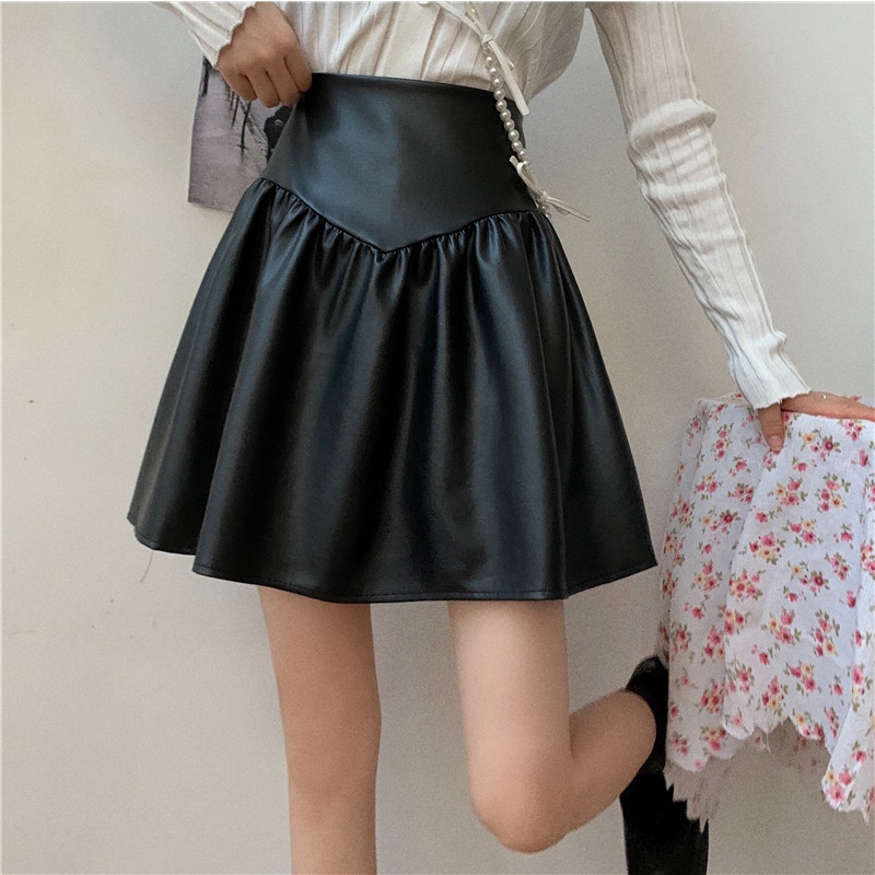 Chân váy bằng da PU lưng cao dáng chữ A phong cách gợi cảm thời trang cho nữ | BigBuy360 - bigbuy360.vn