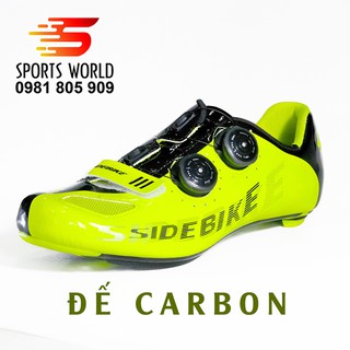 Giày can đạp xe, đế carbon, 2 khóa vặn, dòng road - sidebike sd-02-vàng neon