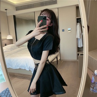 Set Áo Croptop Váy Ulzzang Cá Tính