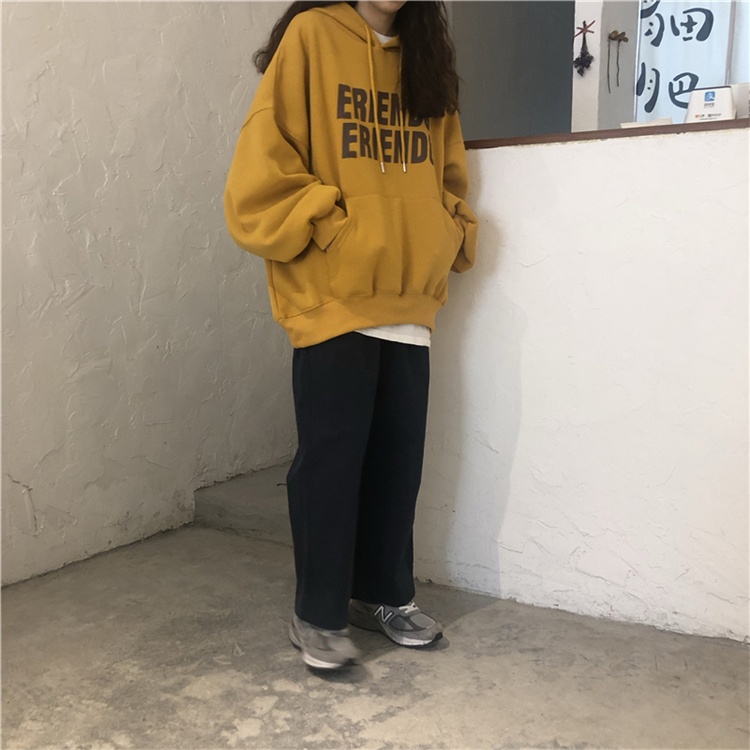 Xiaozhainv Áo hoodie tay dài dáng rộng in hoạ tiết với 3 màu dễ phối đồ sành điệu cho nữ | BigBuy360 - bigbuy360.vn