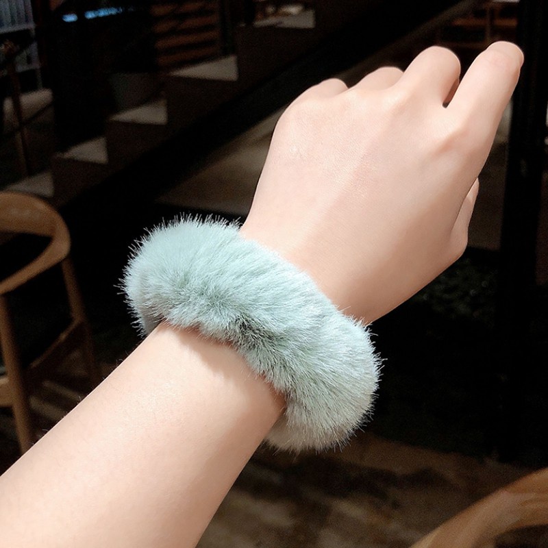 Phụ kiện dây buộc tóc lông thỏ màu kẹo dễ thương thời trang cho nữ