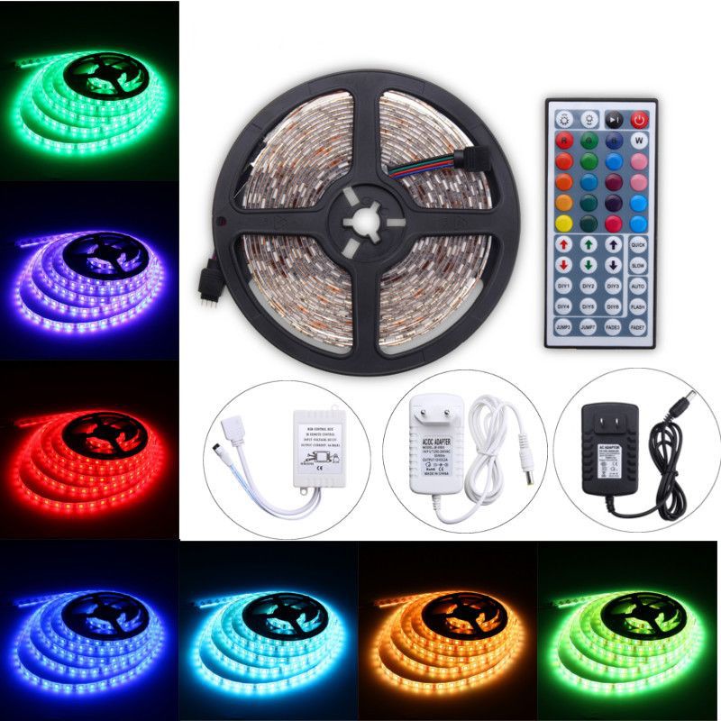 Bộ LED RGB 5050 Dài 5M-Kèm Remote Điều Khiển 44 Phím, Nguồn 12V, Chống Nước IP65