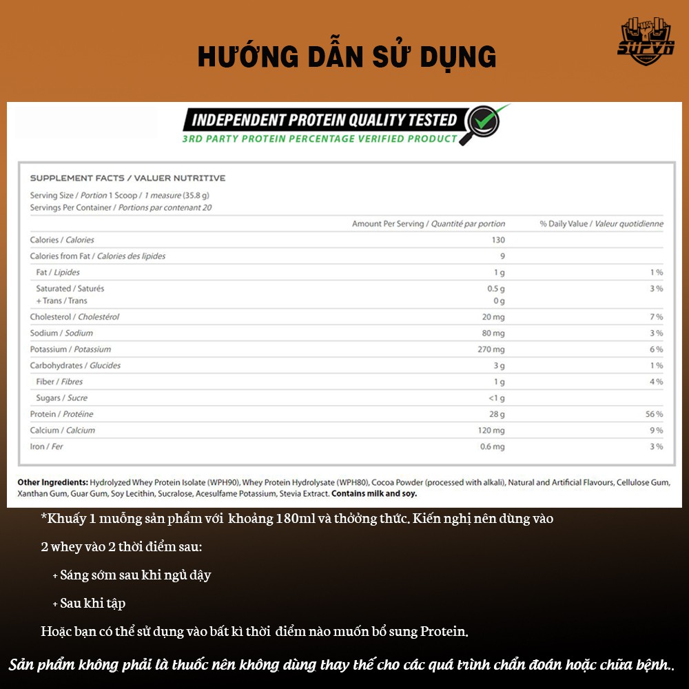 Whey hydropure hydrolyzed - Sữa tăng cơ giảm mỡ whey protein 100% thủy phân 4.5lbs