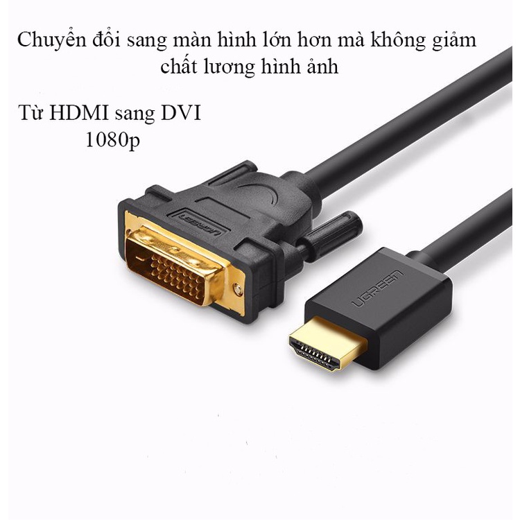 Cáp HDMI to DVI 24+1 dài 1,5m 2M 3M 5M Ugreen 11150 10135 10136 10137  - Hàng chính hãng