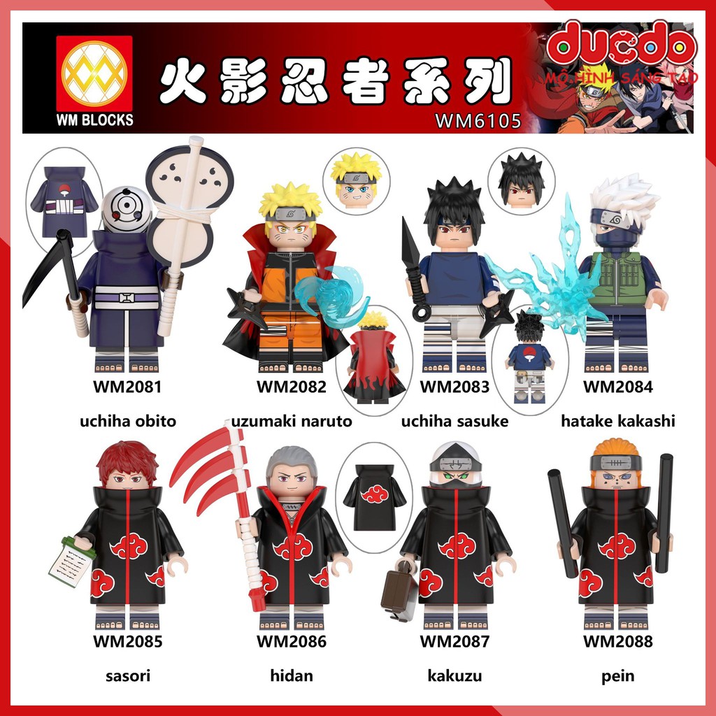 Minifigures các nhân vật trong Naruto, Sasuke mới nhất - Đồ chơi Lắp ghép Xếp hình Mô hình Mini WM6105