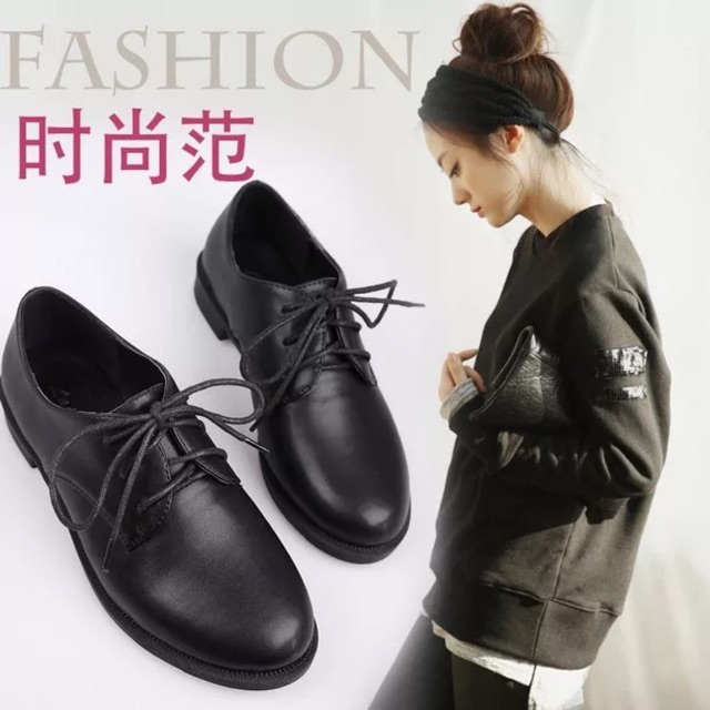(ORDER) Giày oxford trơn phối dây buộc BIG SIZE