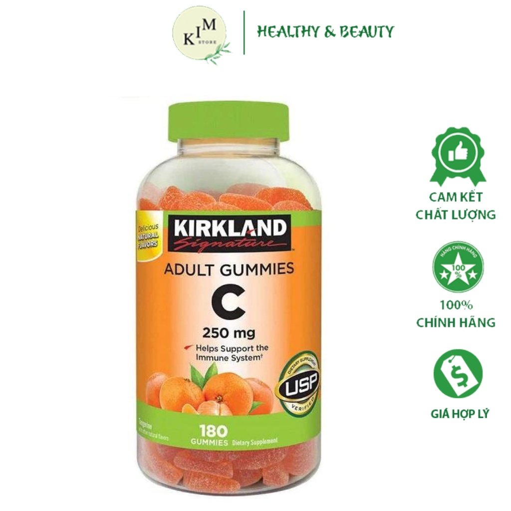 Kẹo Dẻo Bổ Sung Vitamin C Kirkland Adult Gummies C 250mg 180 Viên - Hàng Mỹ