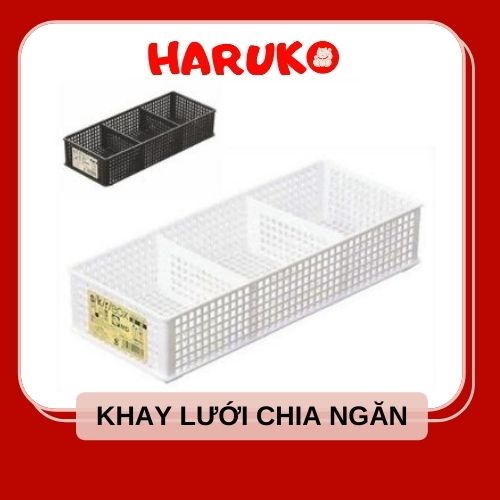 Khay đựng vật dụng chia ngăn dạng lưới nhựa cao cấp 2 màu trắng đen nội địa Nhật