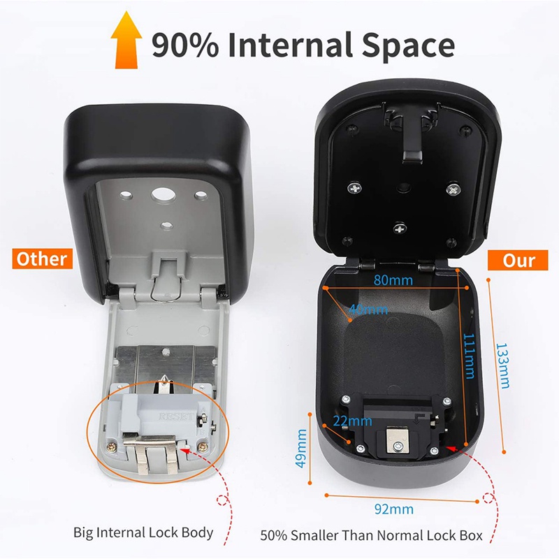 Ổ Khóa Hộp Chìa Khóa Gắn Tường 4 Chữ Số Cỡ Lớn Chống Chịu Thời Tiết Tiện Dụng