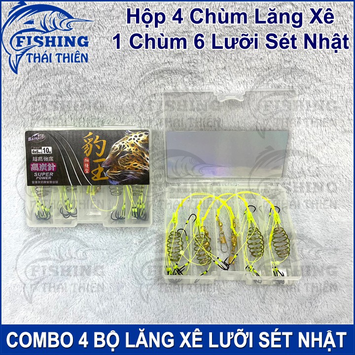 Combo 4 Chùm Lăng Xê Leopard King 1 Chùm 6 Lưỡi Sét Nhật Siêu Bén Dùng Câu Cá Chép, Mè, Rô Phi