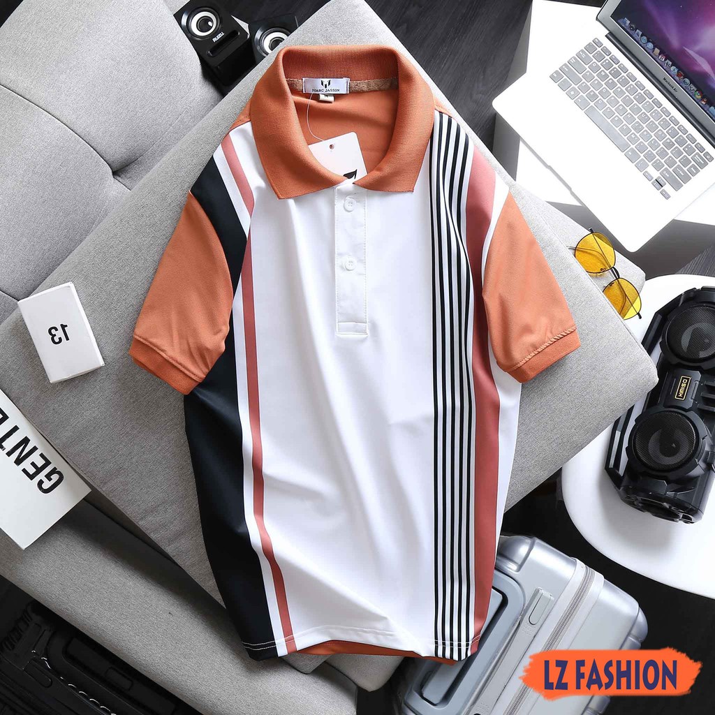 ÁO THUN NAM CỔ POLO IN NHIỆT SỌC BẮT MẮT - LZ FASHION - PS154