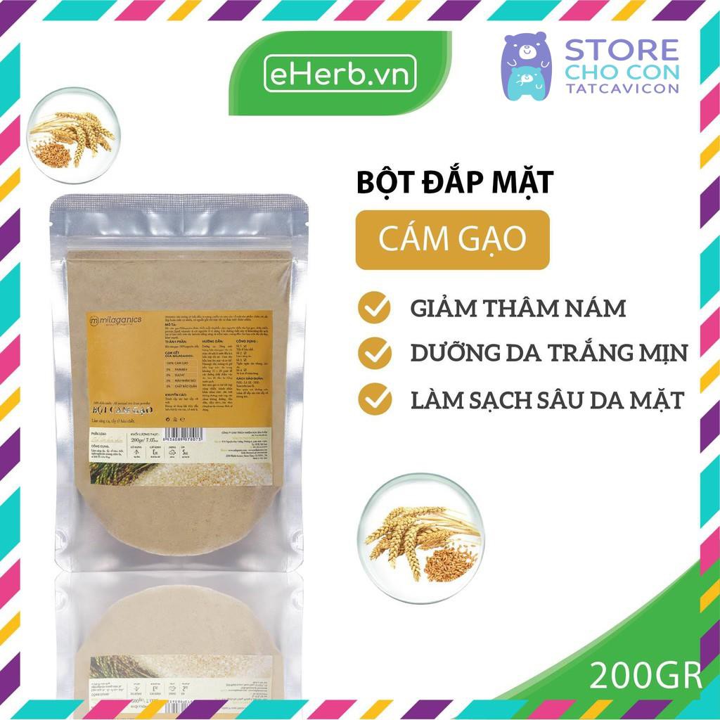 ['CHO CON STORE] BỘT CÁM GẠO NGUYÊN CHẤT ĐẮP MẶT NẠ DƯỠNG DA TRẮNG MỊN, GIẢM NÁM MILAGANICS 200G (TÚI ZIP)