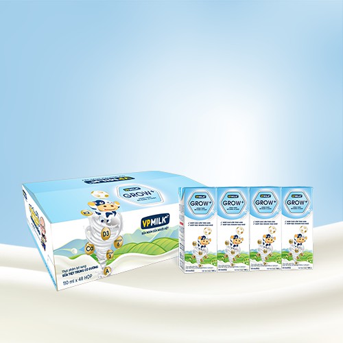 Sữa Tiệt Trùng Có Đường VPMilk Grow+ Hộp 180ml (Thùng 48 Hộp)