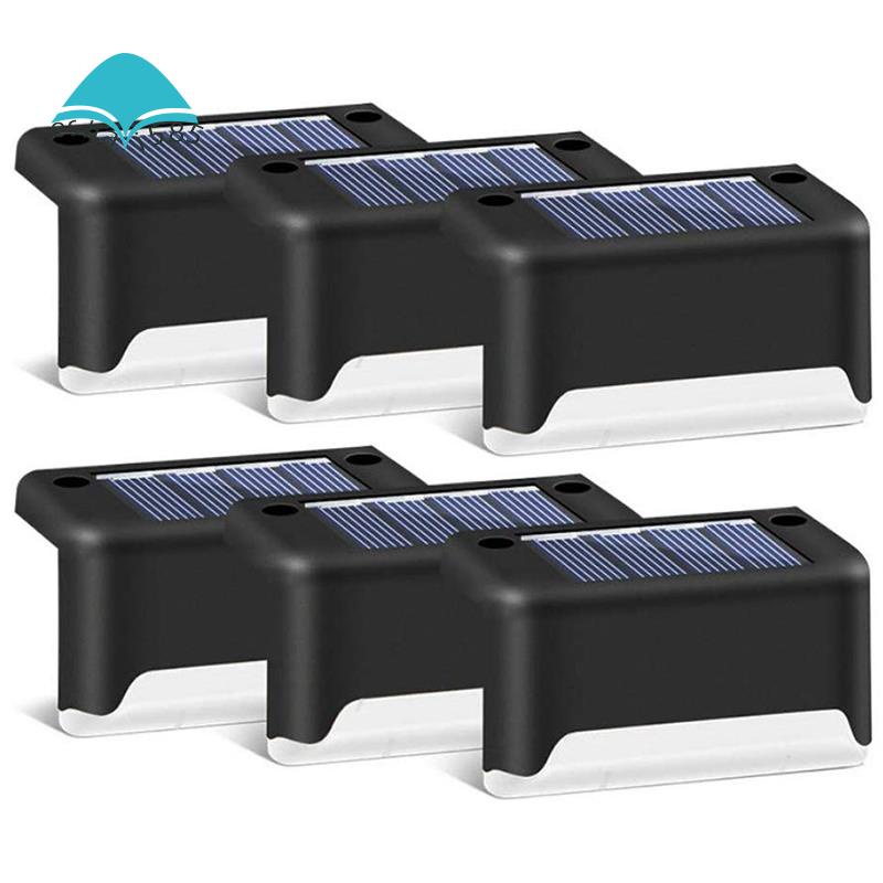 Bộ 6 Đèn LED Năng Lượng Mặt Trời Chống Thấm Nước Màu Đen Sử Dụng Năng Lượng Mặt Trời Cho Cầu Thang/ Cầu Thang/ Lối Đi/ Đường Đi