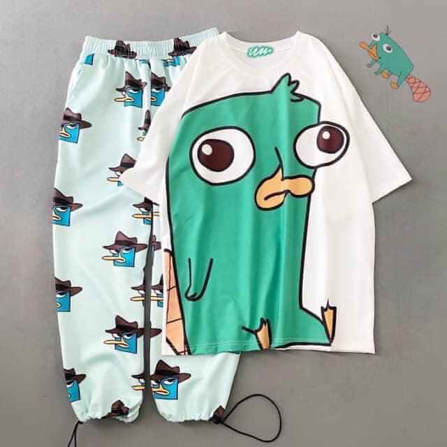 SET ÁO THÚ MỎ VỊT PERRY MIX QUẦN DÀI / SHORT CARTOON UNISEX