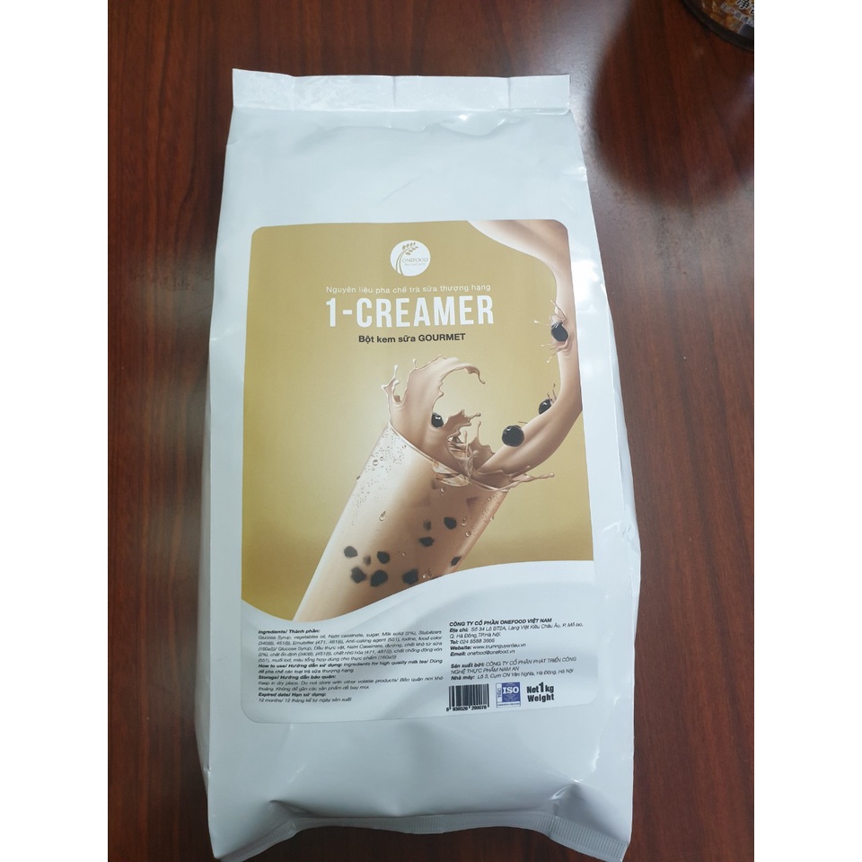 Bột sữa 1-creamer Gourmet túi 1kg, Bột pha trà sữa cực tôn vị trà, tạo độ đậm cho trà