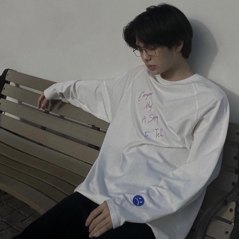 Áo thun dài tay Sadboiz Story form rộng unisex vải cotton logo thêu full tag, áo sweater nam nữ phong cách Ulzzang