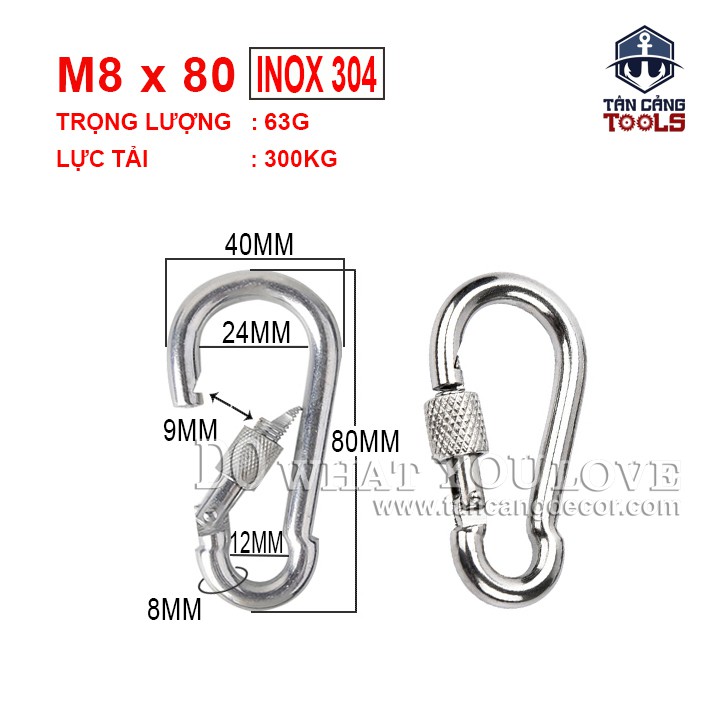 Móc Khóa Inox 304 M8 x 80 mm