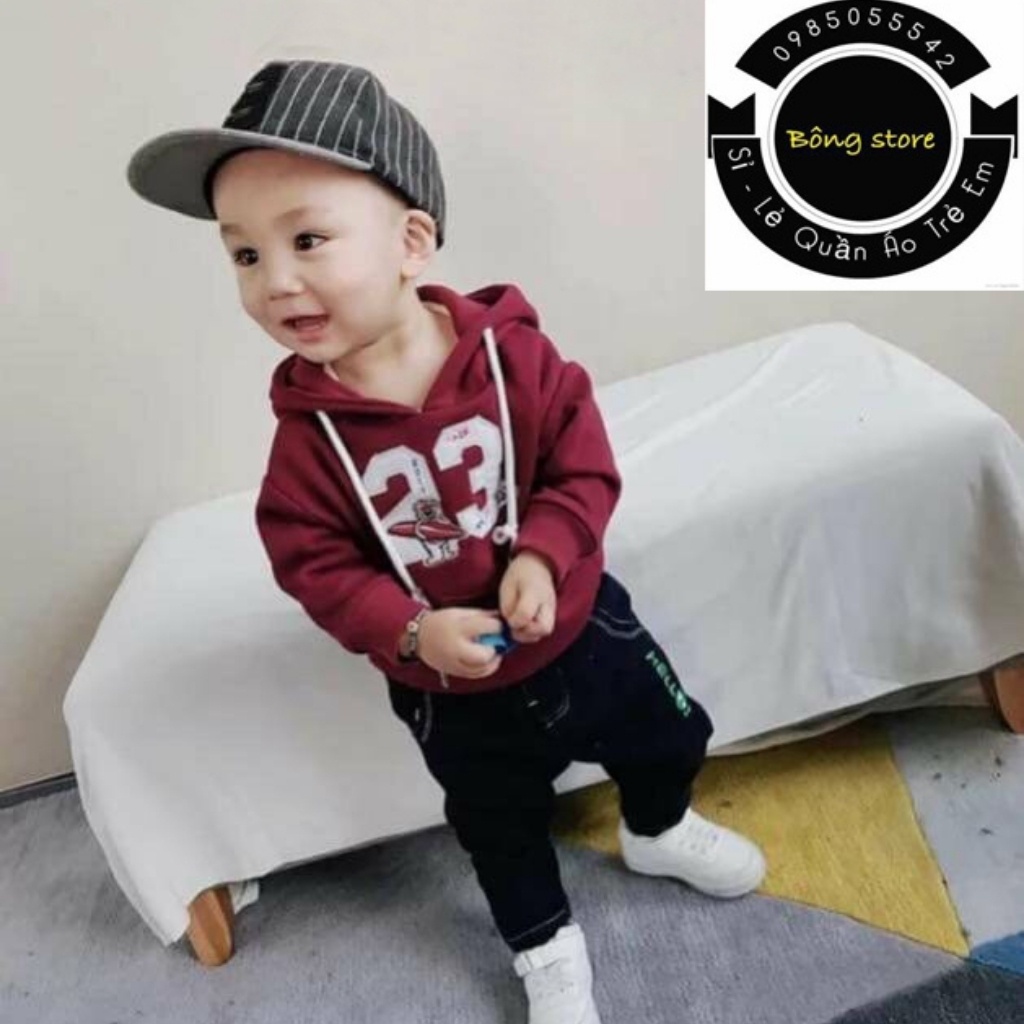 Bộ thể thao dài tay thêu 23 cho bé