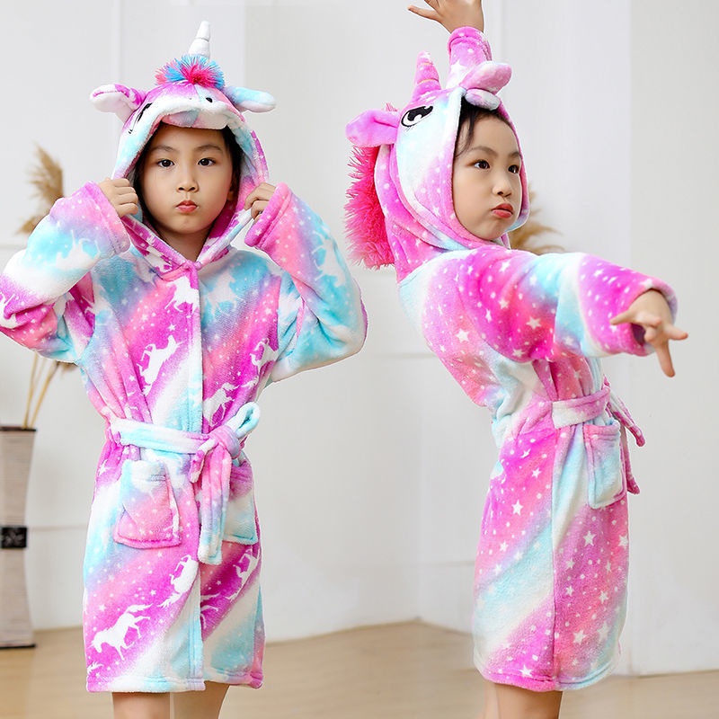 Áo Choàng Tắm Kiểu Kimono In Hoạt Hình Kigurumi Dễ Thương Cho Bé Gái 4 6 8 10 12 Tuổi