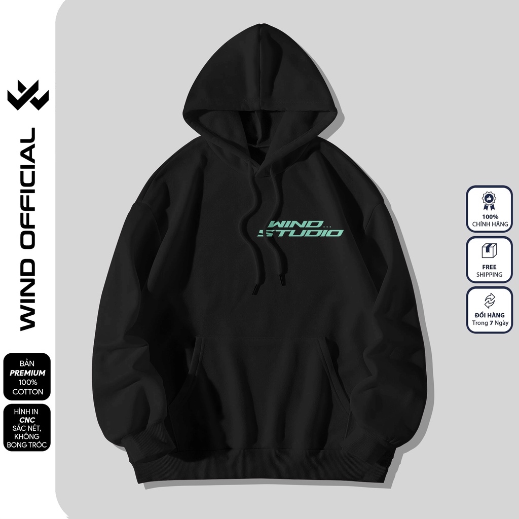 Áo hoodie unisex form rộng WIND bản Premium nỉ ngoại TUBE nam nữ oversize ulzzang