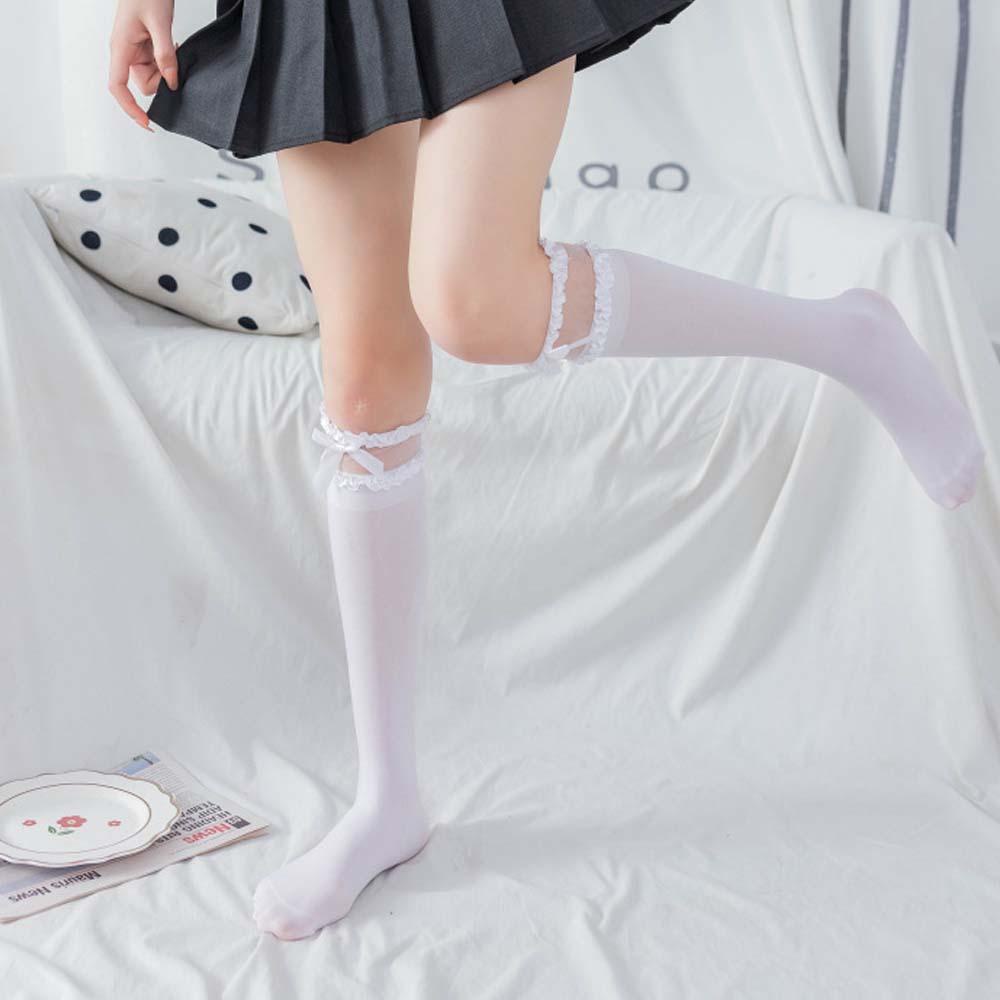 Vớ Dài Mỏng Co Giãn Phối Ren Phong Cách Lolita Cho Nữ