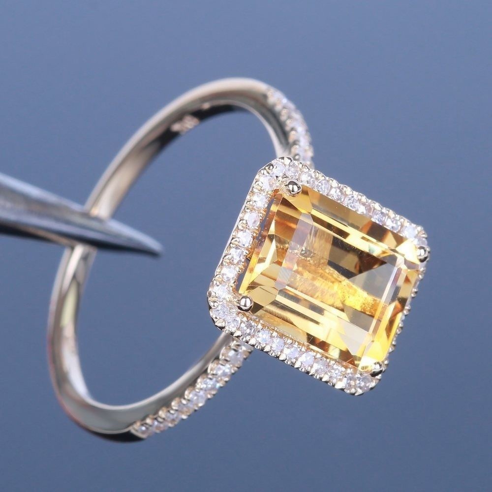 Thời Trang Fashion Women Jewelry Citrine Wedding Jewelry Ring Gift Size 6-10