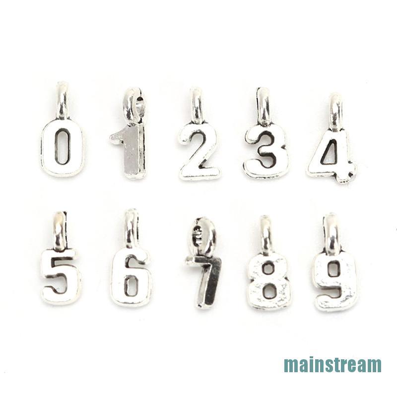 CHARMS Set 10 Mặt Dây Chuyền Hình Số Ả Rập