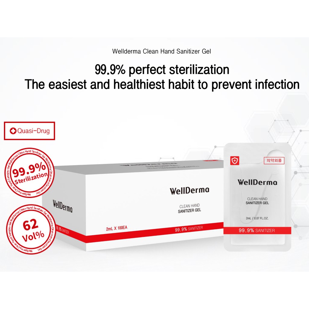 Gel rửa tay khô kháng khuẩn WellDerma Clean Hand Sanitizer Gel 2ml Hàn Quốc | BigBuy360 - bigbuy360.vn