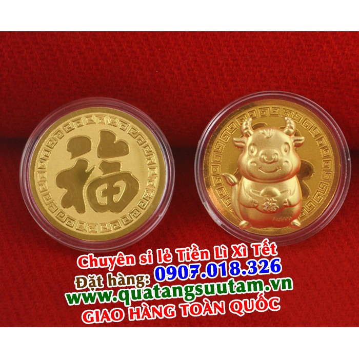 (CHUYÊN SỈ) ĐỒNG XU TRÂU MẠ VÀNG KÈM TÚI GẤM ĐỎ MAY MẮN (GIÁ RẺ) | BigBuy360 - bigbuy360.vn